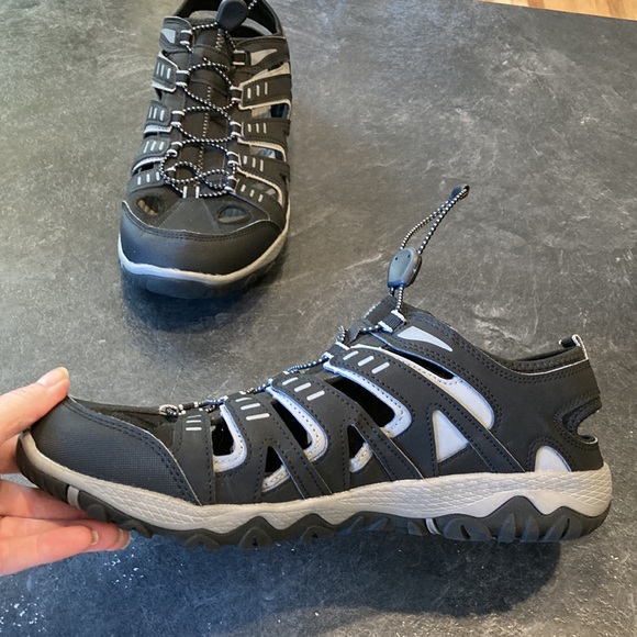 Mens Eddie Bauer Eastport black gray closed toes sandals size 13 - Picture 3 of 13